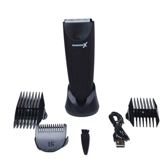WarriorX Hair Trimmer for men complete body hair removal with ceramic blade, waterproof and charging station (type-C USB)