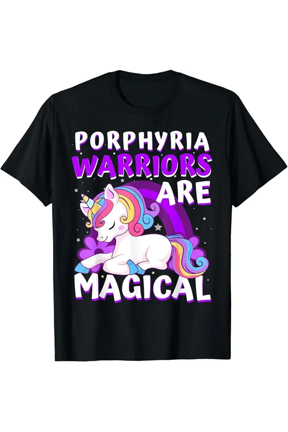 Warriors Are Magical Porphyria Awareness Ribbon Gift Tee Unisex T-Shirt, up to Size 5XL