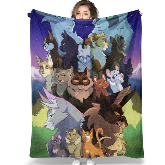 Warriors Cats Blanket Soft Cozy Fleece Throw Blanket Plush Lightweight Warm Fuzzy Flannel Blankets and Throws for Couch Sofa Bed 60"X80"-Style G