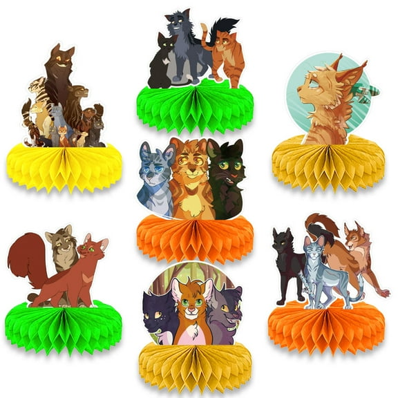Warriors Cats Centerpieces Honeycomb Table Toppers Decorations for Photo Props Birthday Party Decor Supplies