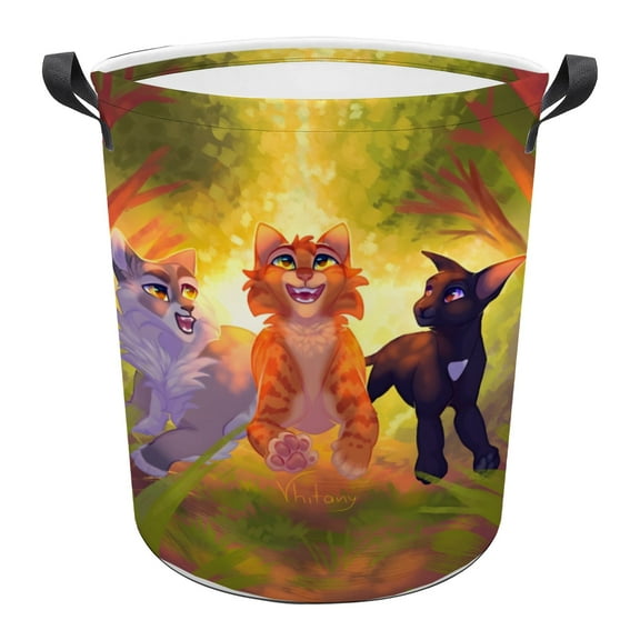 Warriors Cats Laundry Basket Laundry Hamper Storage Basket Organizer Hamper Storage Bins for Clothes Toys Box Nursery Hamper Gift Basket with Handles 15.7 x 19.6 inches