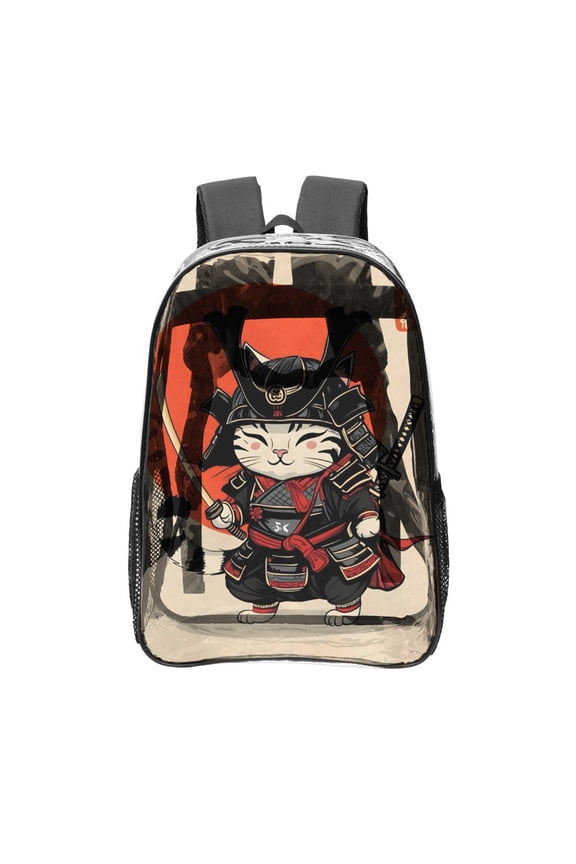 Warriors Cats Pattern Transparent Backpack Lightweight And fashionable Showcasing Personality And Leading The Trend