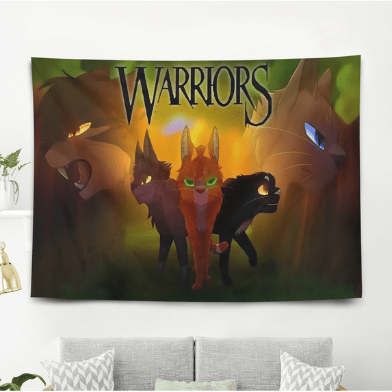 Warriors Cats Tapestry Poster Wall Hanging Art Decor for Living Room Bedroom Dorm Birthday Gift for Kids 60 x 40 inch