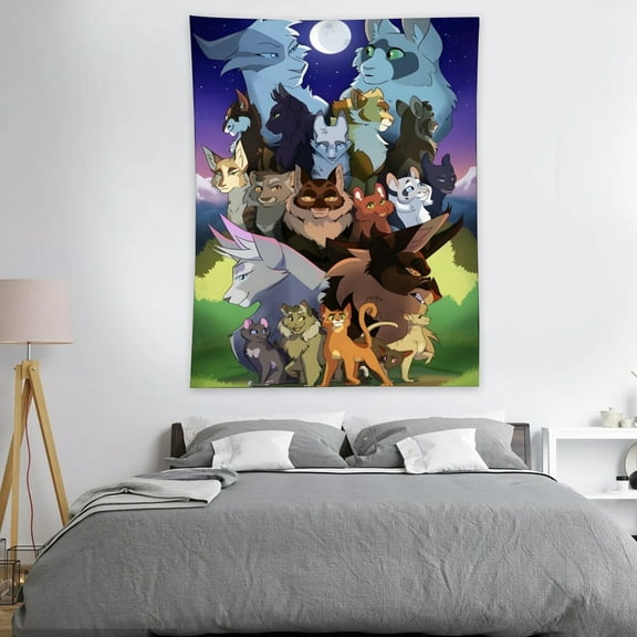Warriors Cats Tapestry Wall Hanging Decor for Bedroom Wall Art Funny Home Decoration 40x60in