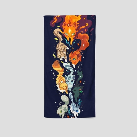 Warriors Cats's single-sided towel, featuring a unique design, is a perfect gift for fans. Great for gym, yoga, boxing, and sunbathing, it measures 13.8"x28.7".