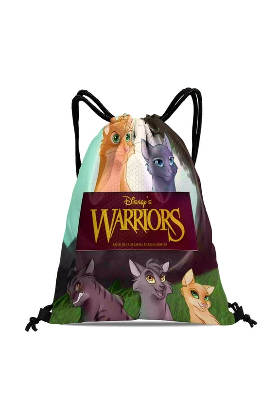 Warriors Cats-theme Drawstring Backpack Sports Gym Bag Water Resistant String Bag Cinch Bag12X1630X40cm