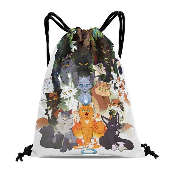 Warriors cats Gym Hiking Drawstring Bag:Waterproof, suitable for swimming, travel, beach, and shopping, with dimensions of 15.7*17.7 inches (40cm45cm.