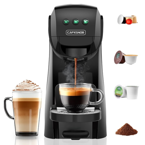Warriors1 Single Serve Coffee Maker for Keurig K Cup, Espresso Machine for Nespresso Original, Dolce Gusto Pods, Ground Coffee, Cappuccino & Latte Coffee Machine, 20 Bar Espresso Maker, 3 Brew Sizes