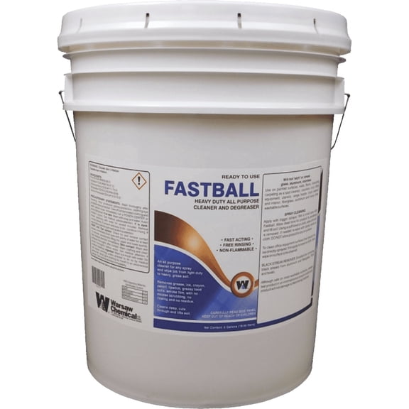 Warsaw Fastball Heavy Duty Cleaner and Degreaser, Fresh Pine Scent, Carpet, Countertops, Vinyl, Grease, Oil and More, 5 Gallon Pail