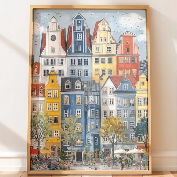 Warsaw Old Town Cityscape Whimsical Architecture Travel Decor Unframed Paper Print