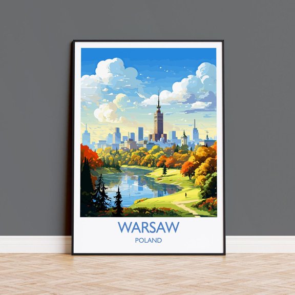 Warsaw Travel Poster Travel Print Of Warsaw Poland Poster Warsaw Art Gift Poland Art Lovers Travel Gift