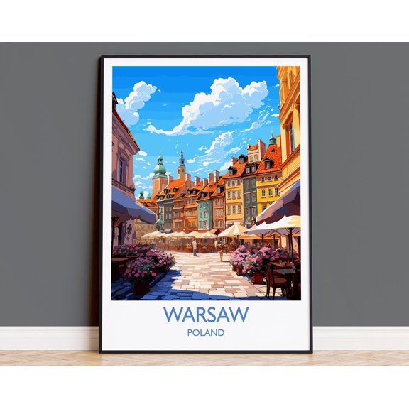 Warsaw Travel Print, Travel Poster of Warsaw, Poland Poster, Warsaw Art Gift, Poland Art Lovers Travel Gift, 8x12 UNFRAMED