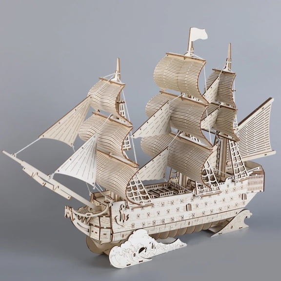 Warship Wooden 3D Puzzle Classic Vessel Ship Sailboat Model Kit DIY Craft Kit for Adults Desktop Decoration