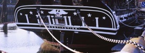 Warship moored at a harbor USS Constitution Freedom Trail Boston Massachusetts USA Canvas Art - Panoramic Images (36 x 13)
