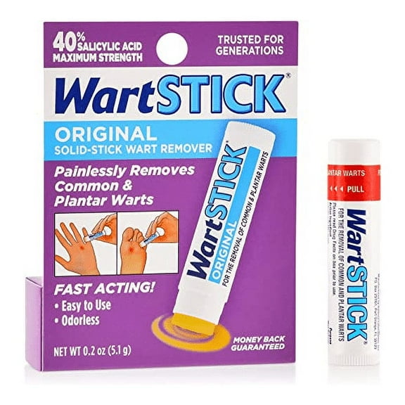 Wart Stick Painless & Odorless Solid Wart Stick Remover, Maximum Strength, 0.2 oz, 5 Pack
