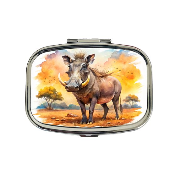Warthog African Plain Watercolor Design Small Travel Handbag Pill Box Case