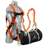 Warthog Pass Thru Safety Harness Fall Protection Kit with 6 Double Leg Stretch Lanyard