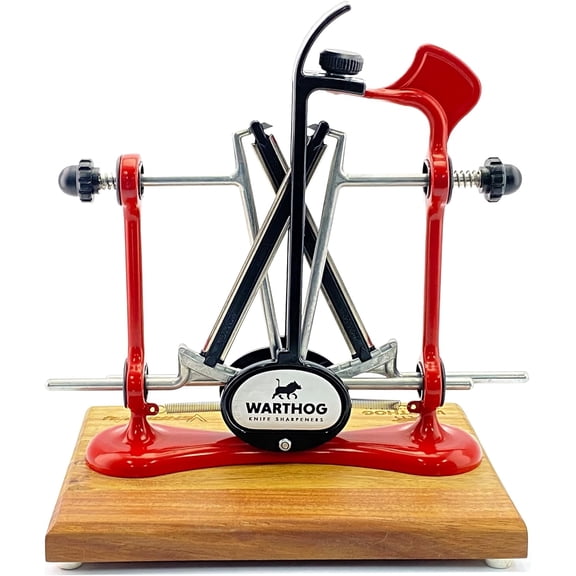 Warthog V-Sharp Elite Knife Sharpeners with Deluxe Wooden Base, Diamond Rods, Adjustable Angles, Metal Frame Construction