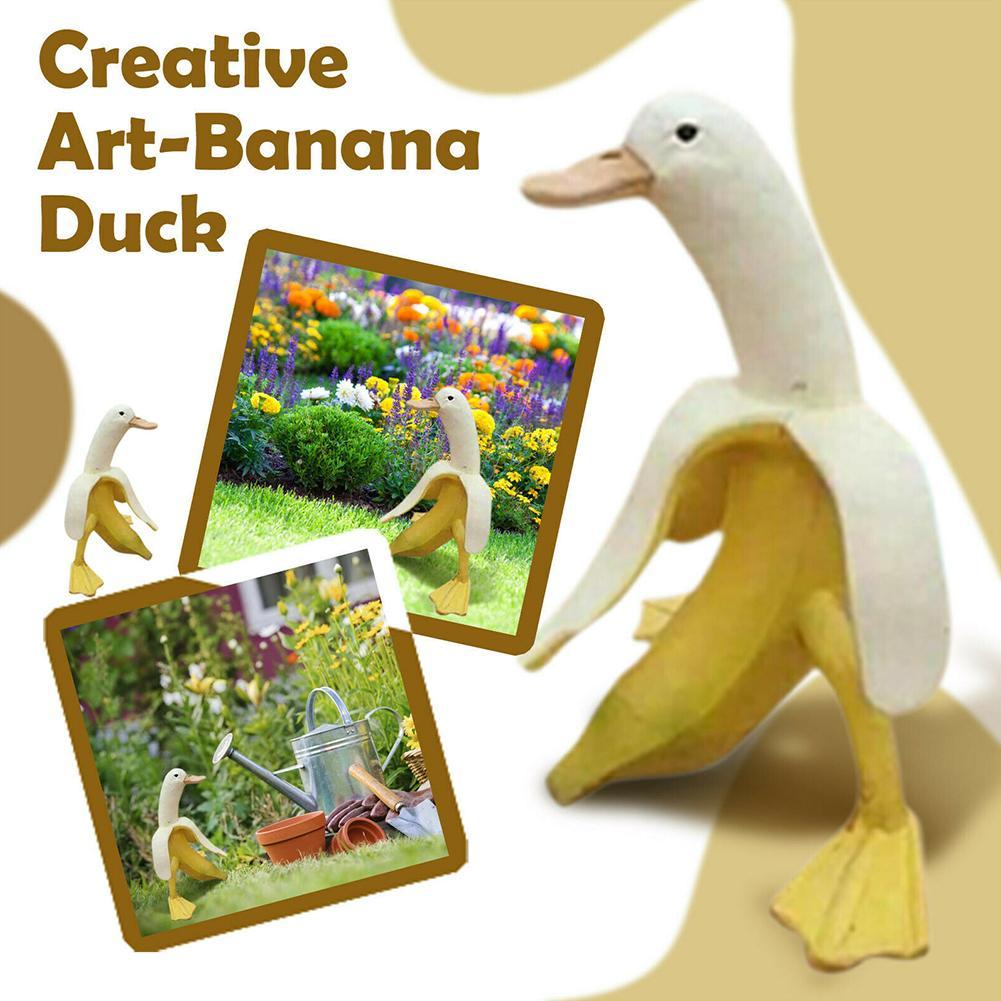 Wartleves Banana Duck Sculpture, Creative Banana Duck Art Statue Garden Yard Outdoor Decor