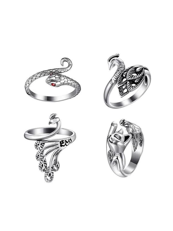 Crochet Tension, Fashion Ring, 4 Pack
