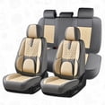 thumbnail image 1 of Wartlyen Car Seat Covers，Front and Rear, Fits Infiniti Q50 2014, Khaki 5 Pieces, 1 of 9