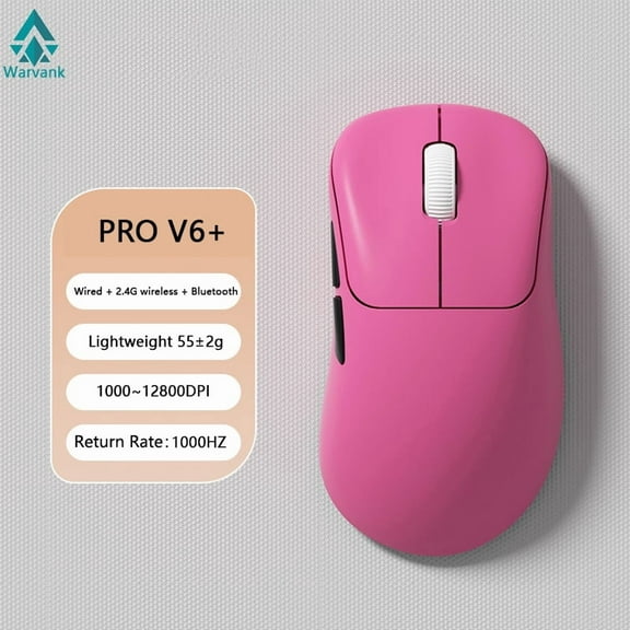 Warvank V6 PRO 55g Lightweight Bluetooth Wireless Gaming Mouse 12800DPI 3 Mode Connection 1K ROR for Gaming Home Office PS