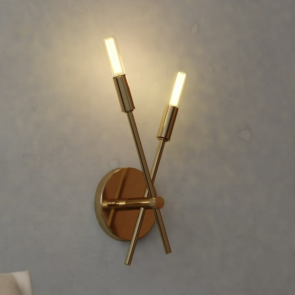 Warwick 2 Light Brass Contemporary Candelabra Wall Sconce
