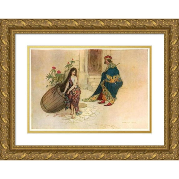 Warwick Goble 14x11 Gold Ornate Wood Frame and Double Matted Museum Art Print Titled - Cannetella Released from the Cask (1911)