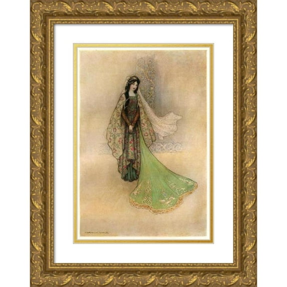 Warwick Goble 18x24 Gold Ornate Framed and Double Matted Museum Art Print Titled - The Princess as the Ogre's Bride (1911)