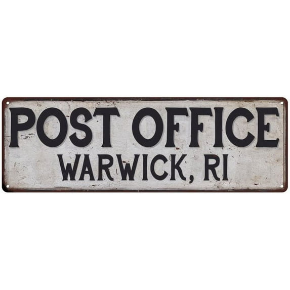 Warwick, Ri Post Office Metal Sign Vintage 8x24 108240011396