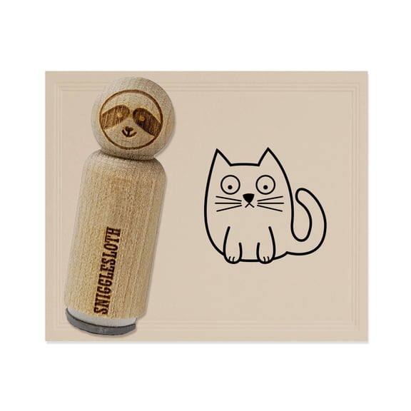 Wary Kitty Cat Rubber Stamp for Scrapbooking Crafting Stamping - Medium 1 Inch