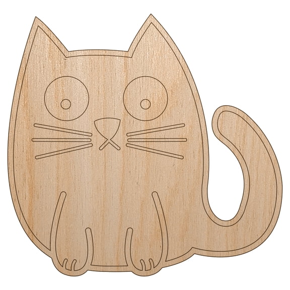Wary Kitty Cat Wood Shape Unfinished Piece Cutout Craft DIY Projects - 6.25 Inch Size - 1/4 Inch Thick
