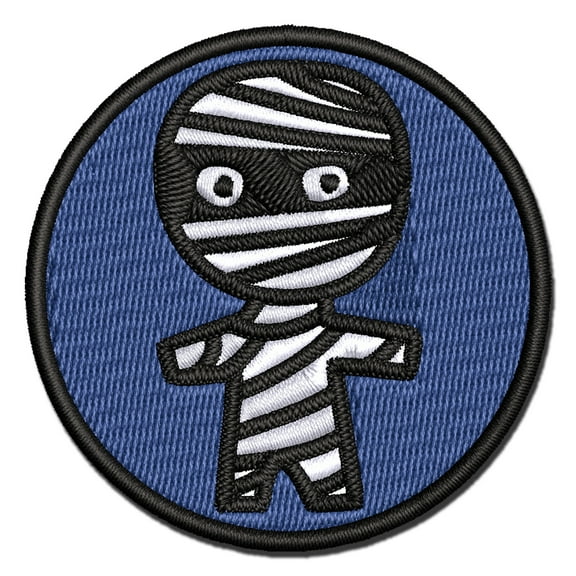 Wary Mummy Doodle Halloween Applique Multi-Color Embroidered Hook & Loop Patch - 3 Inch Medium