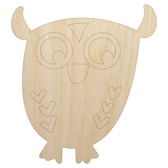 Wary Owl Wood Shape Unfinished Piece Cutout Craft DIY Projects - 4.70 Inch Size - 1/8 Inch Thick