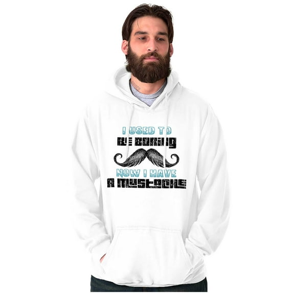 Was Boring Now I Have a Mustache Unisex Plus Fleece Graphic Hoodie Brisco Brands 3X