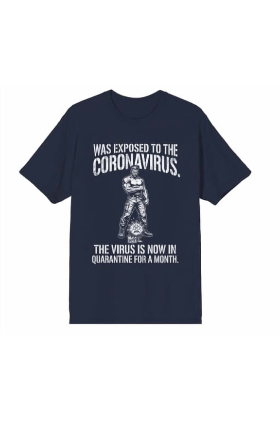 Was Exposed To Coronavirus Adult Navy Crew Neck Short Sleeve T-shirt-XS