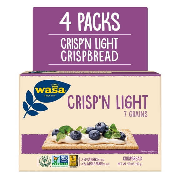 Was Swedish Crispbread Variety 4 Pack, Sourdough (Pack Of 2) & Whole Grain (Pack Of 2), 3lbs.
