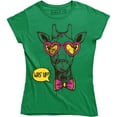 thumbnail image 1 of Was' Up Giraffe Funny Cute Graphic Animal Women's T-Shirt, 1 of 4