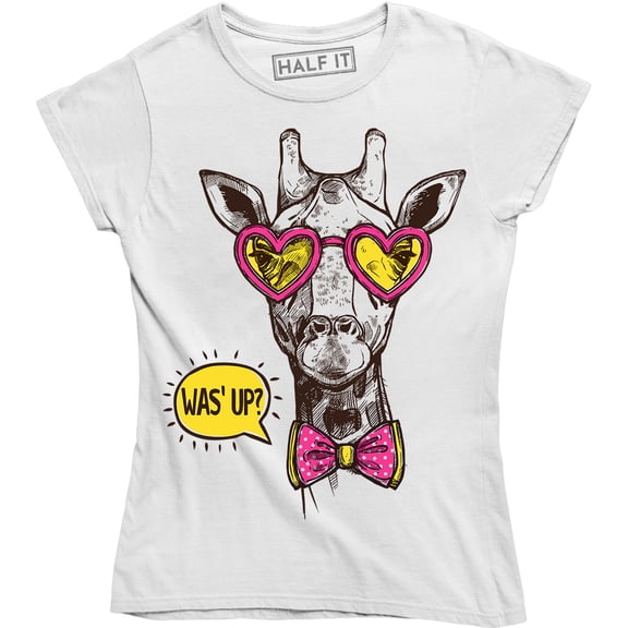Was' Up Giraffe Funny Cute Graphic Animal Women's T-Shirt
