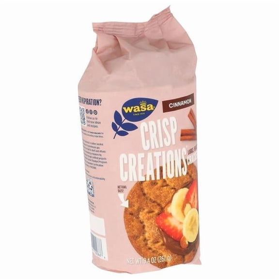 Wasa 2420211 9.4 oz Cinnamon Crisp Creations, Large Round Crackers for Snacking