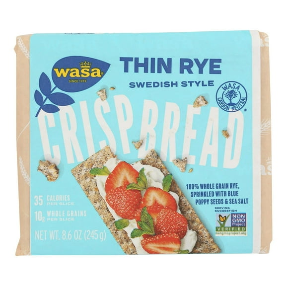 Wasa Crispbread - Crispbread Thin Rye 100 - Case of 12 - 8.6 OZ