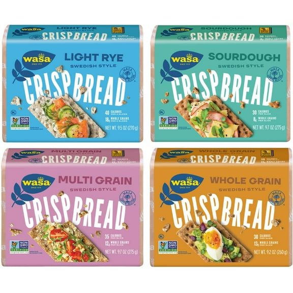 Wasa Crispbread Variety 4-Pack: Multi Grain, Whole Grain, Lite Rye & Sourdough