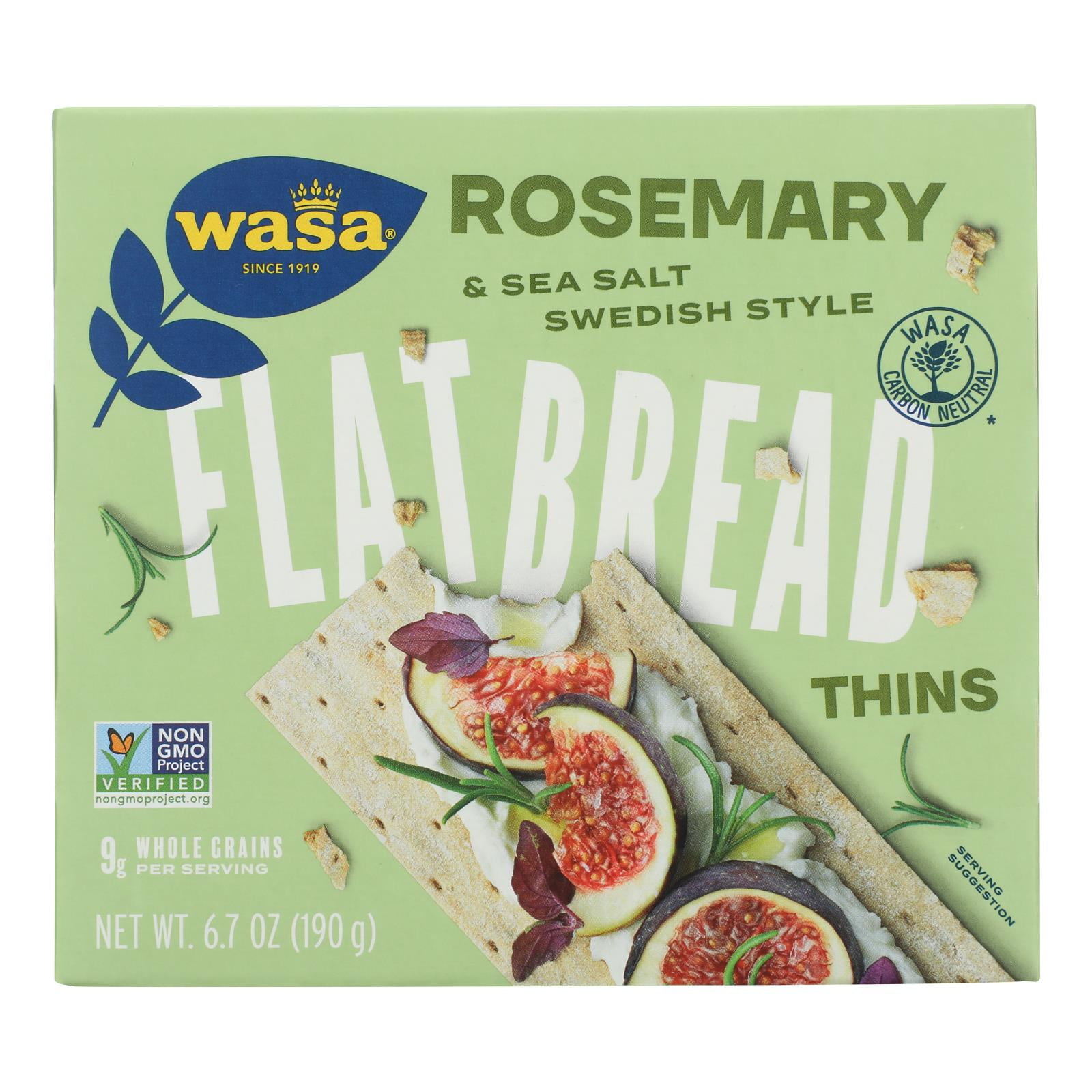 Wasa Rosemary & Salt Flatbread Thins - Case of 10 - 6.7 OZ