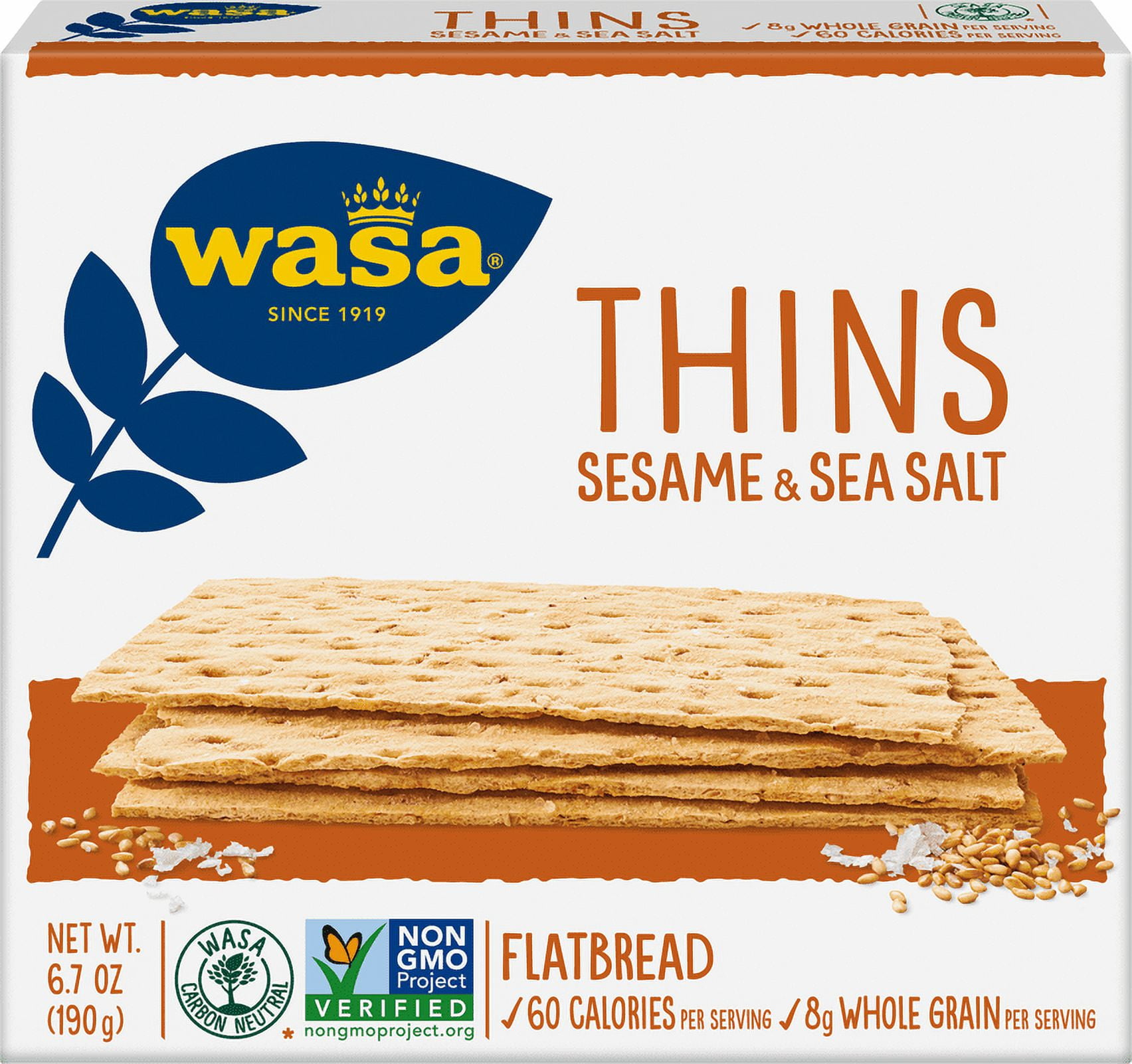 Wasa Sesame and Sea Salt Flatbread Thins, 6.7 Ounce 10 per case