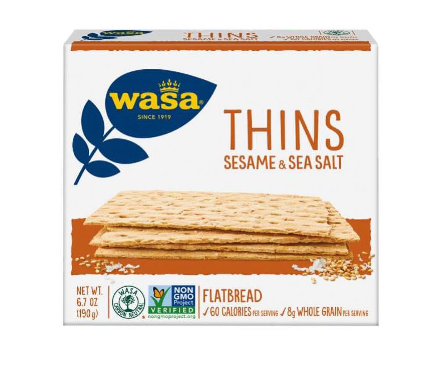 Wasa Thins Sesame & Sea Salt Flatbread Crackers, 6.7 Ounce Pack Of 3