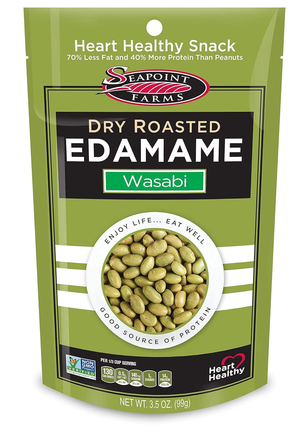 Wasabi Dry Roasted Edamame, Healthy GlutenFree Snacks, 12Pack, 3.5