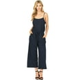 thumbnail image 1 of Wasabi & Mint Womens Casual Wide Leg Culotte Cami Jumpsuit USA Made (M, Navy), 1 of 3