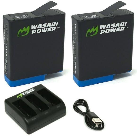 Wasabi Power Battery (2-Pack, Fully Decoded) and Triple Charger for GoPro HERO8 Black (Compatible with HERO7, HERO6, HERO5)