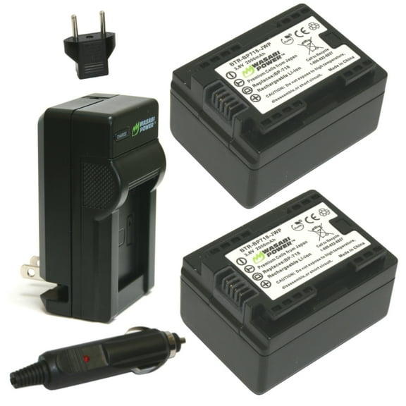Wasabi Power Battery (2-Pack) and Charger for Canon BP-718