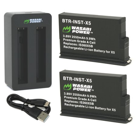 Wasabi Power Battery (2-Pack) and Charger for Insta360 X5